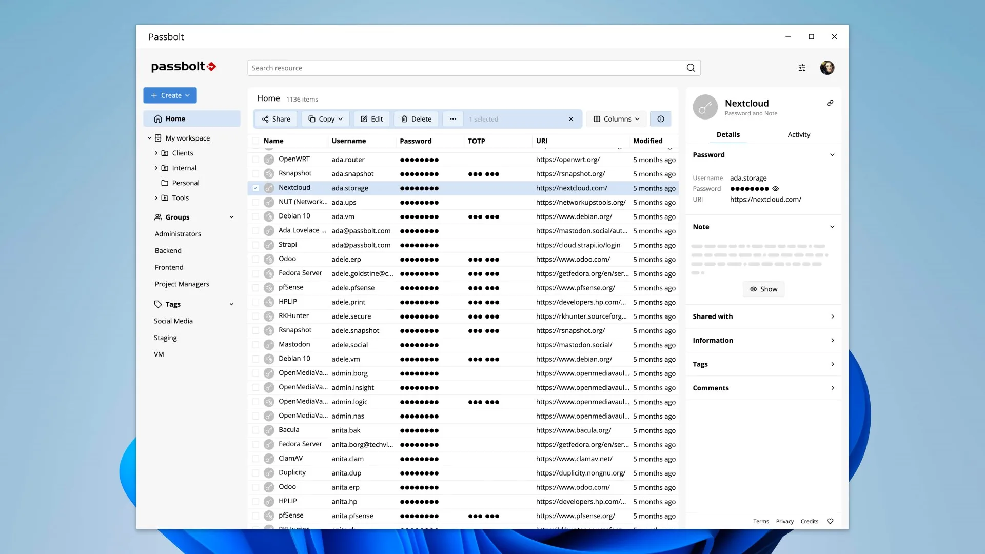 Passbolt screenshot 2