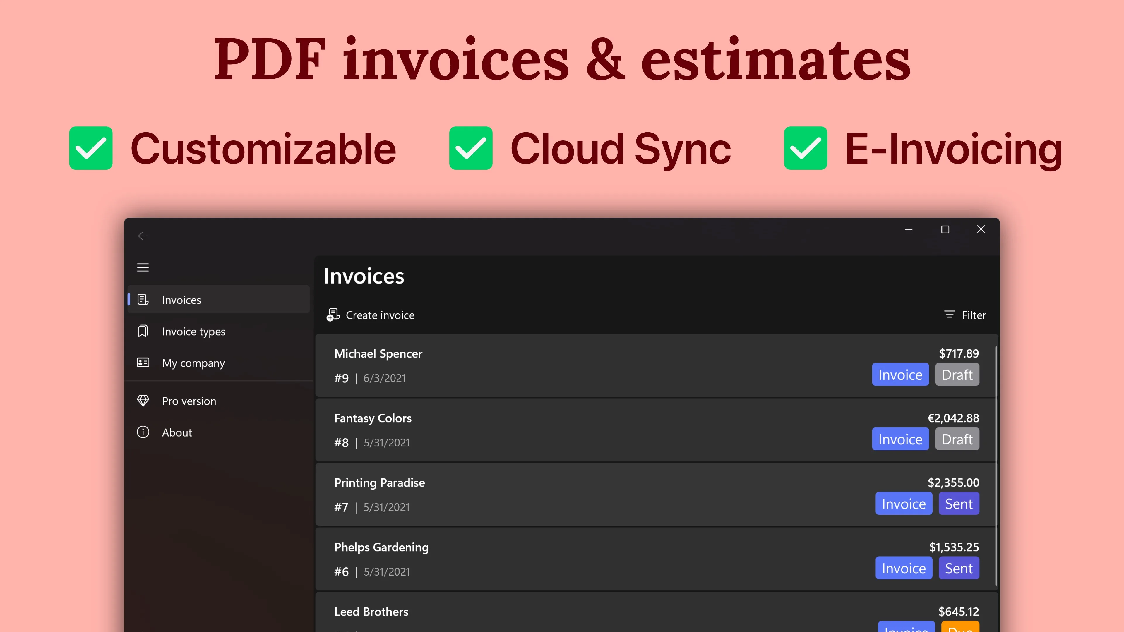 SubTotal: Invoice & Billing screenshot 1