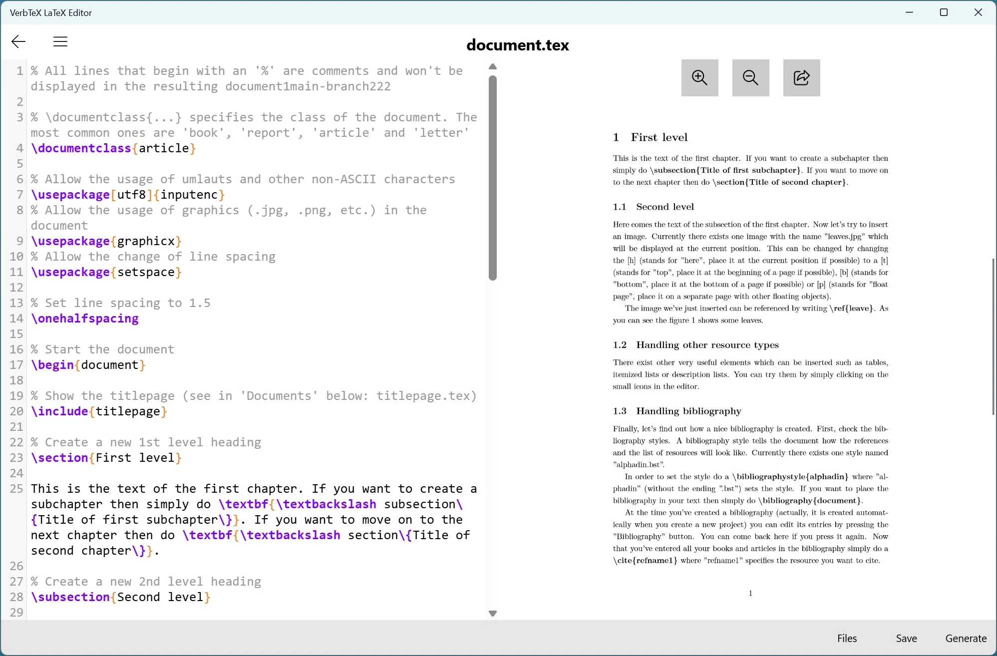 VerbTeX LaTeX Editor screenshot 1