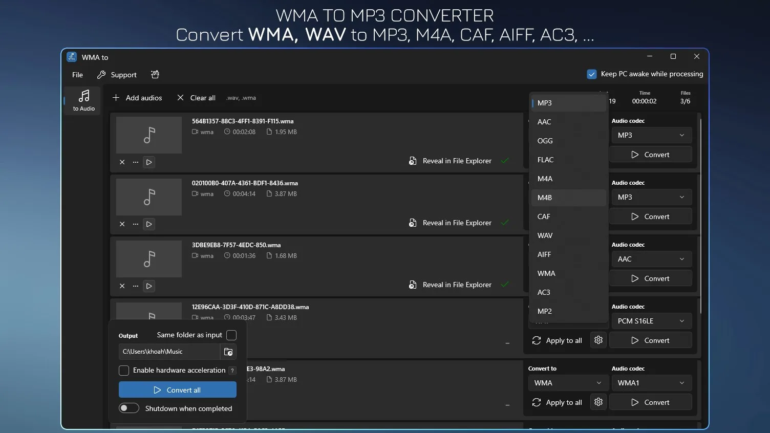 WMA to MP3 - WMA to WAV screenshot 1