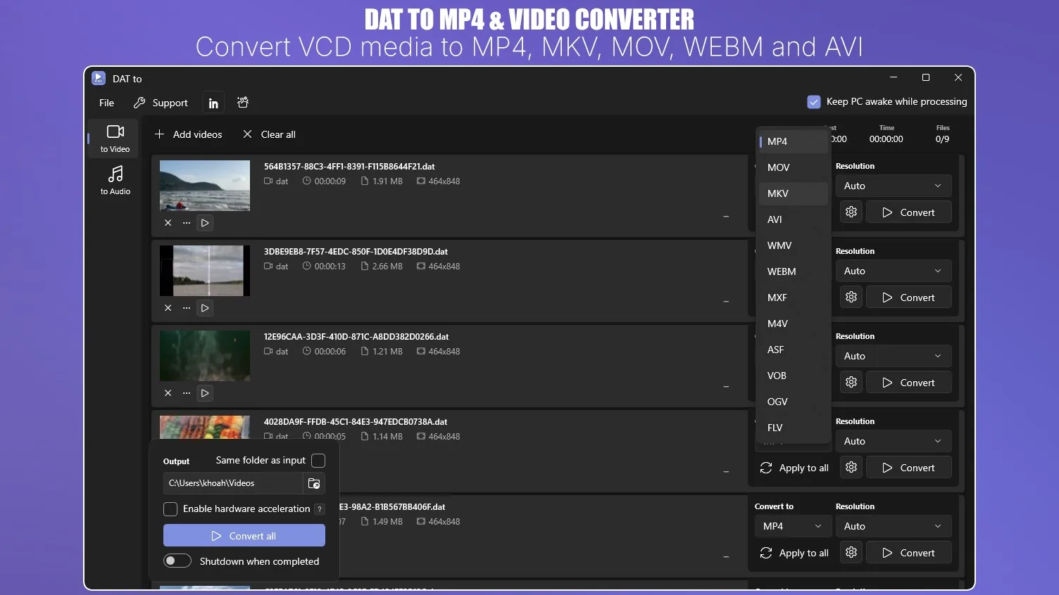 DAT to MP4/MP3 - Convert VCD & Legacy Video screenshot 1
