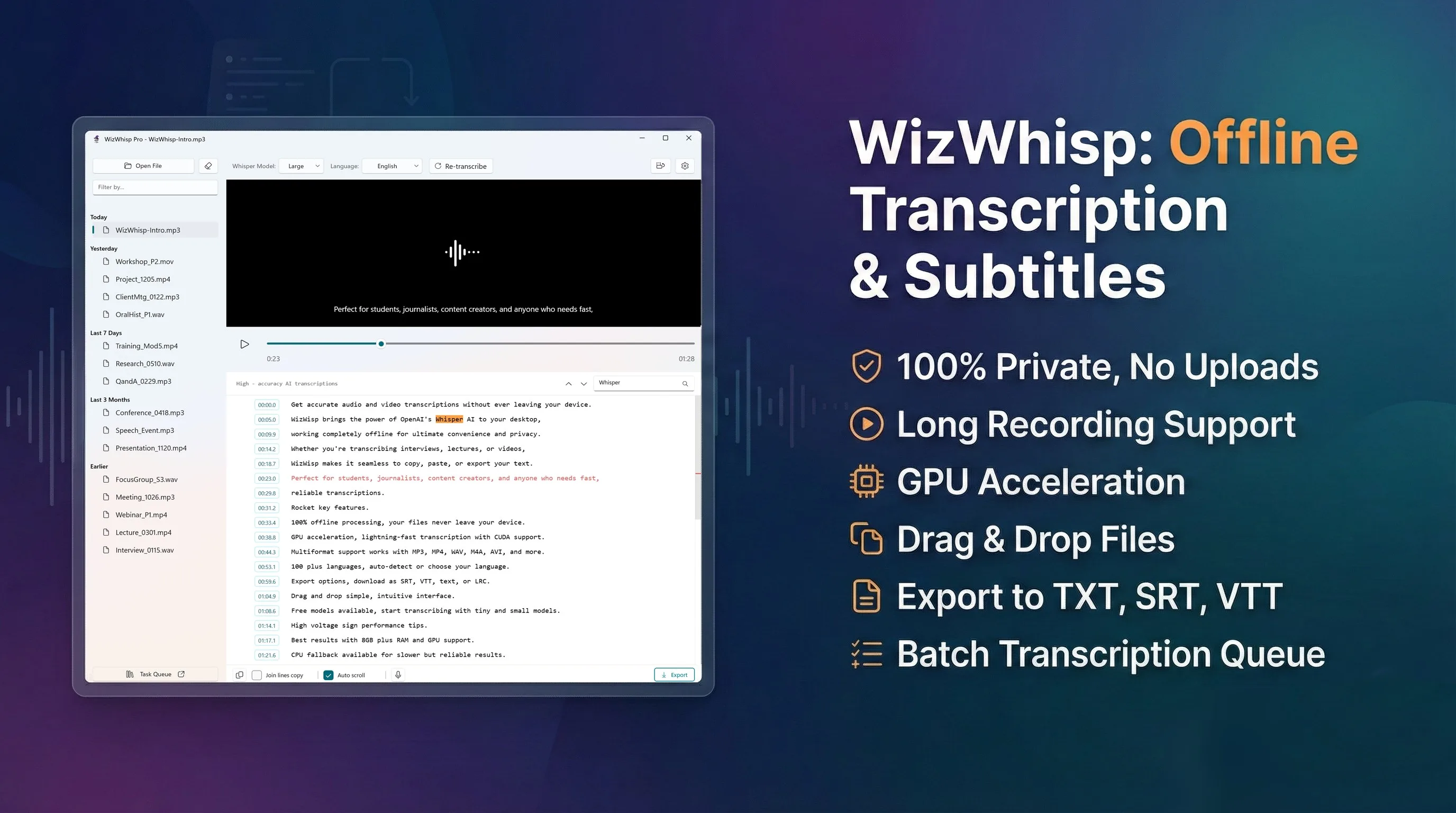 Transcribe Audio to Text - WizWhisp screenshot 3