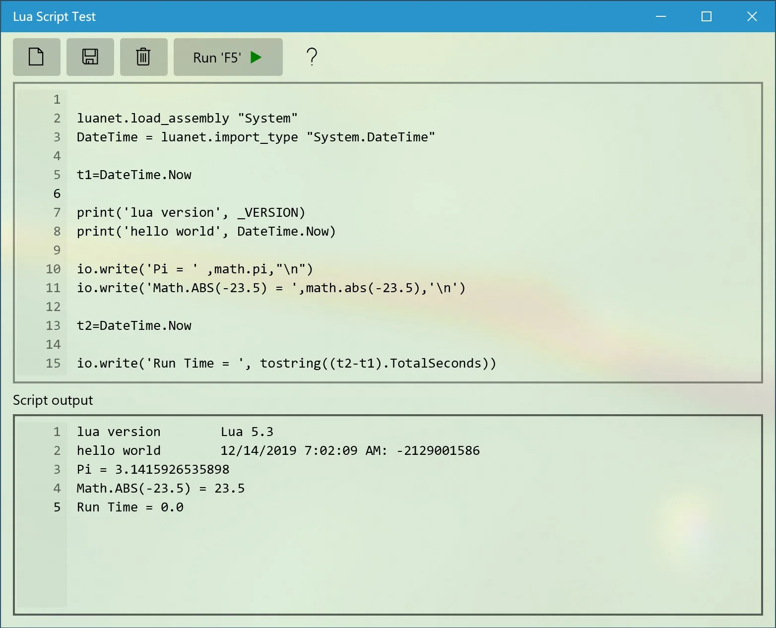 Lua Script Test screenshot 1