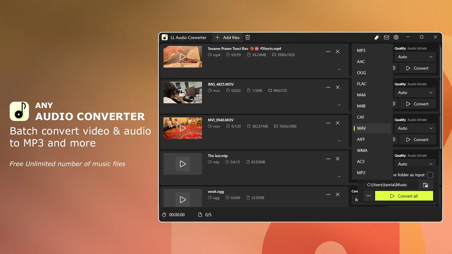 LL Audio Converter - MP3 Converter screenshot 1