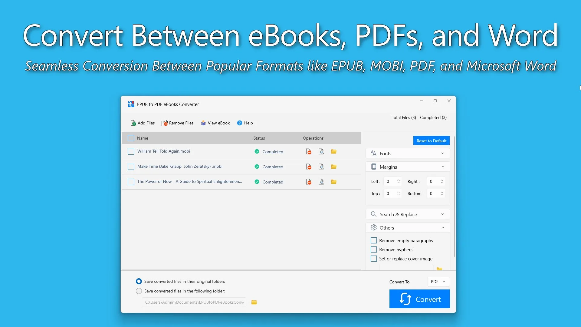 EPUB to PDF eBooks Converter screenshot 2