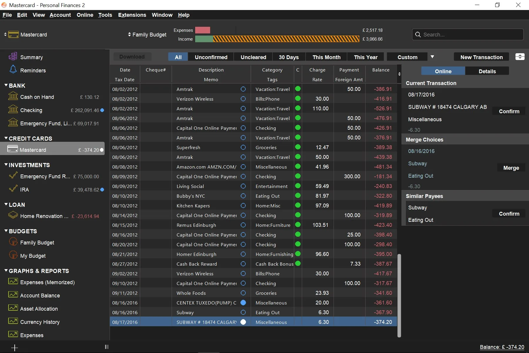Moneydance screenshot 3