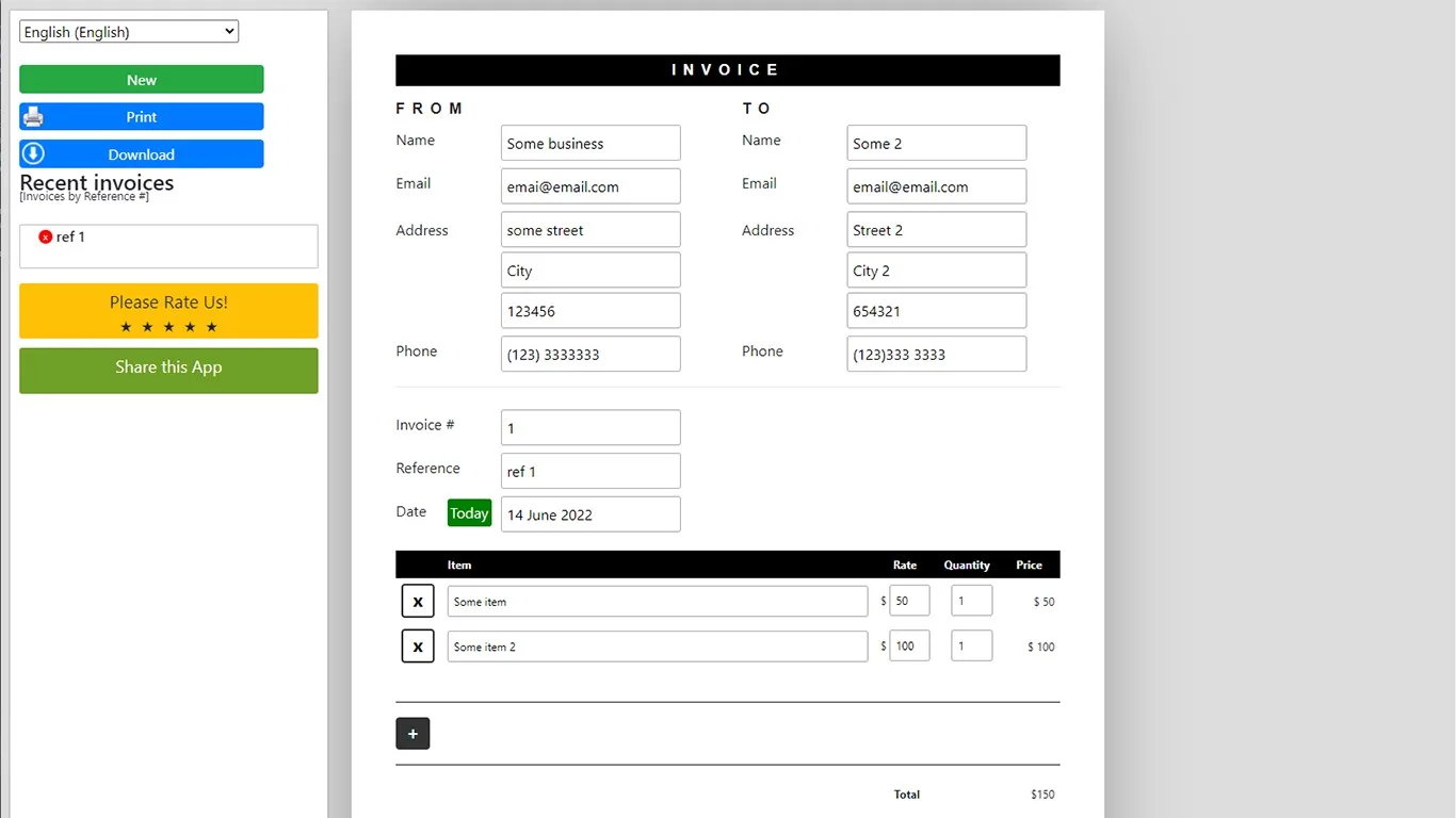 Free Invoice Template screenshot 1