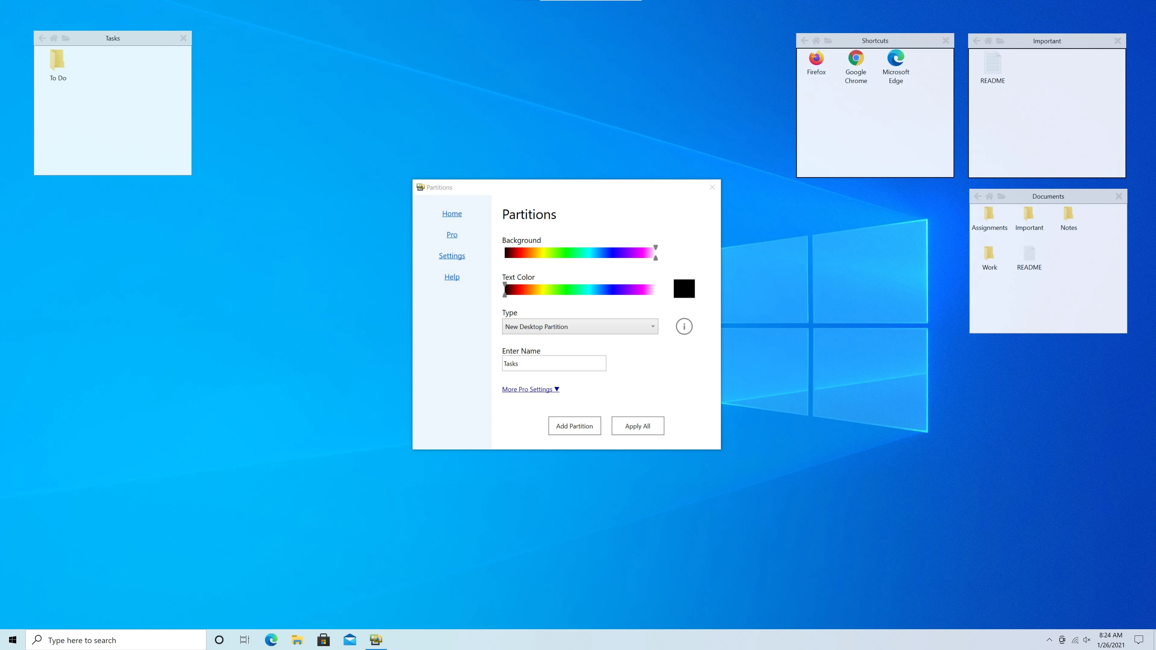 Partitions screenshot 1