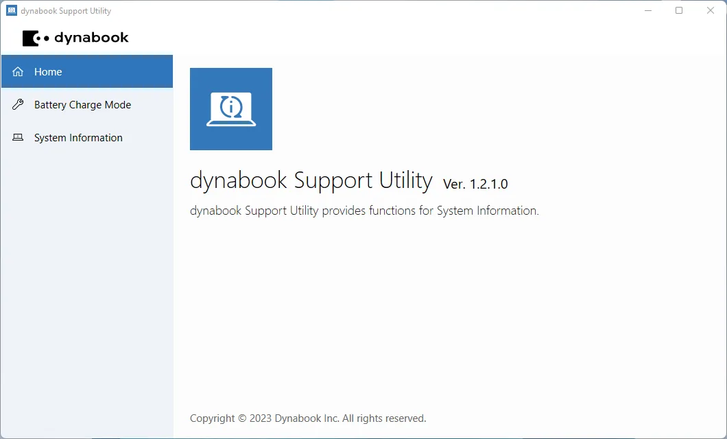 dynabook Support Utility screenshot 1