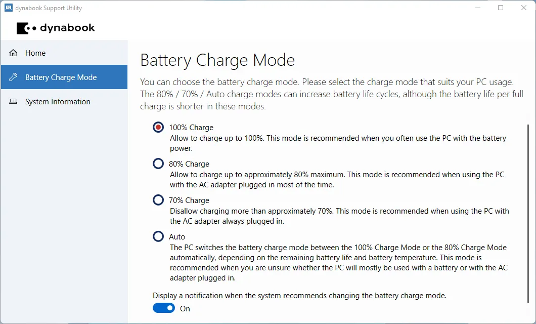 dynabook Support Utility screenshot 2
