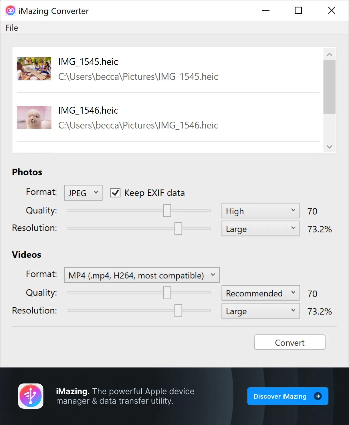 iMazing Converter for HEIC and HEVC screenshot 3