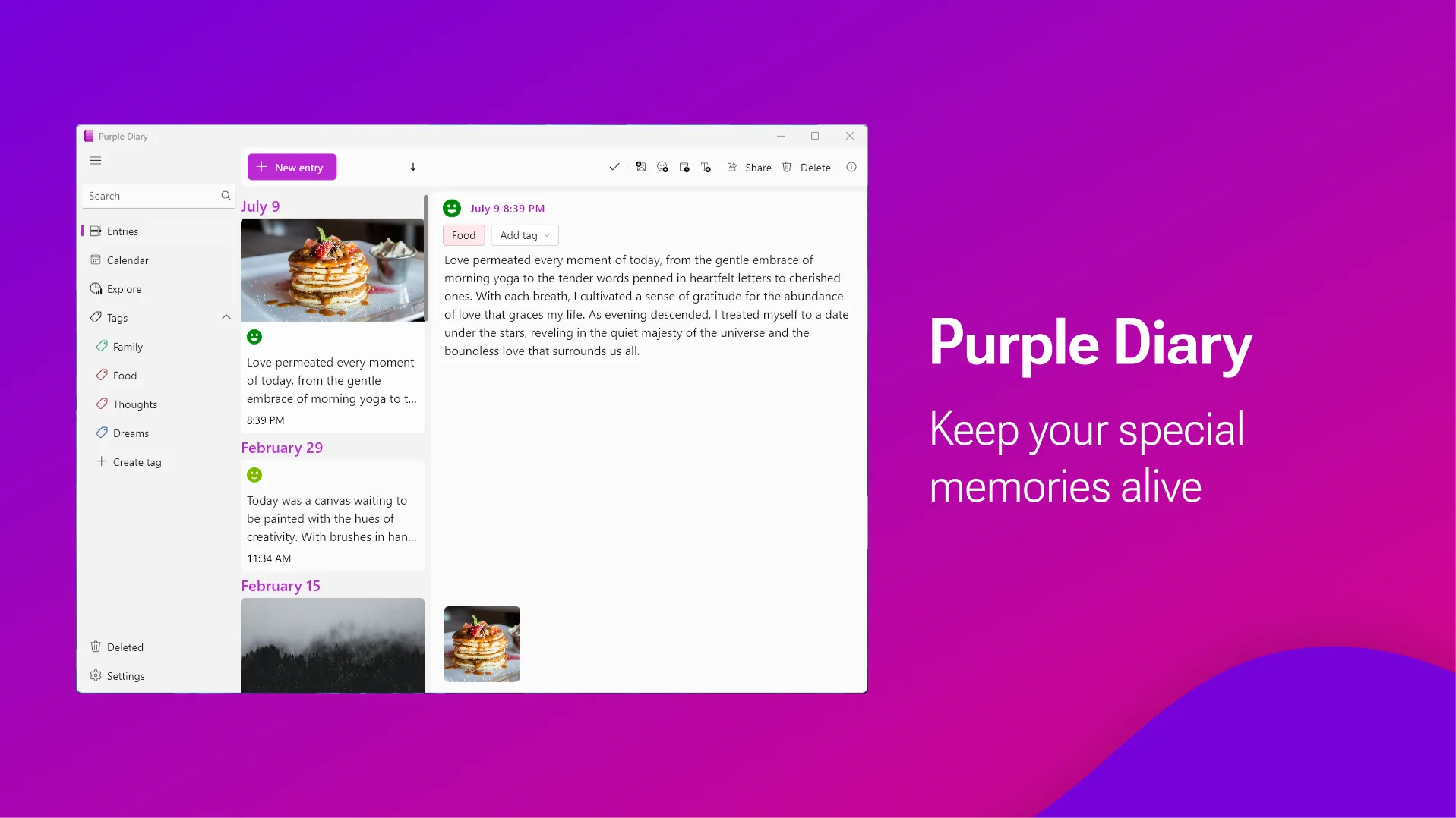Purple Diary: personal journal screenshot 1