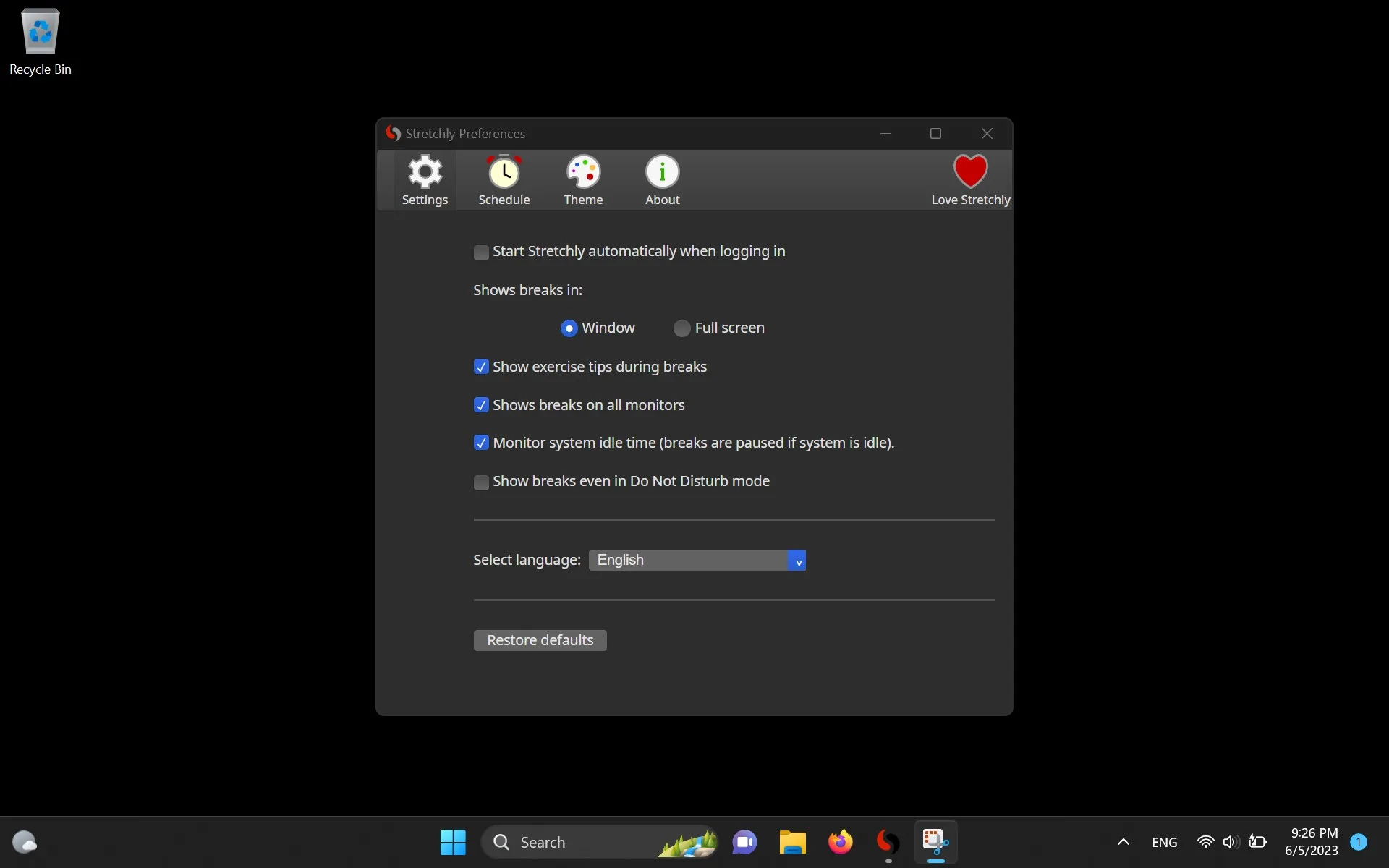 Stretchly screenshot 1