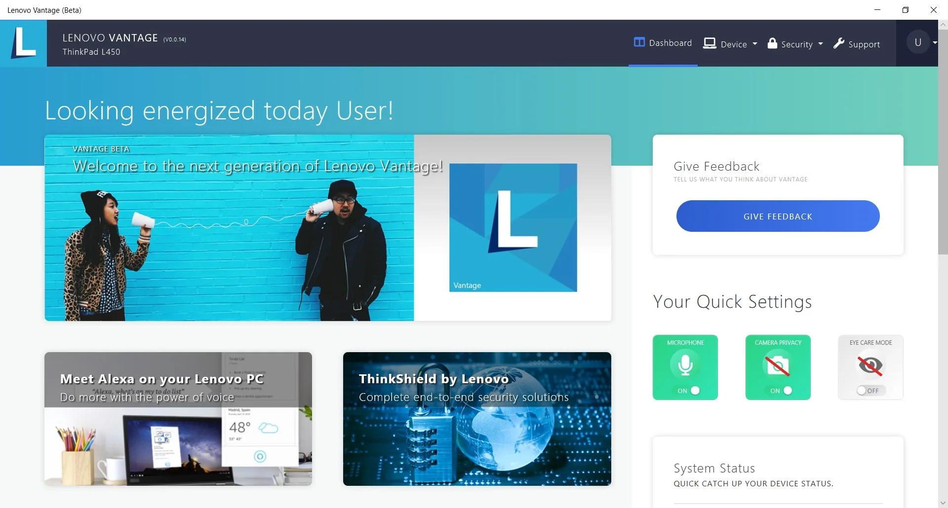 Lenovo Vantage (Beta) screenshot 1