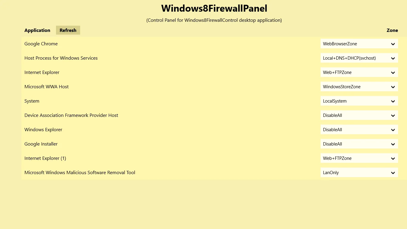Windows8FirewallPanel screenshot 1