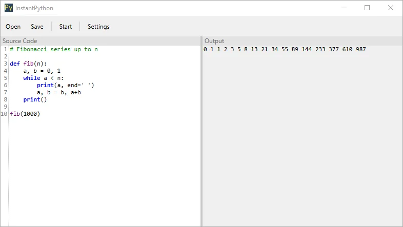 InstantPython screenshot 1