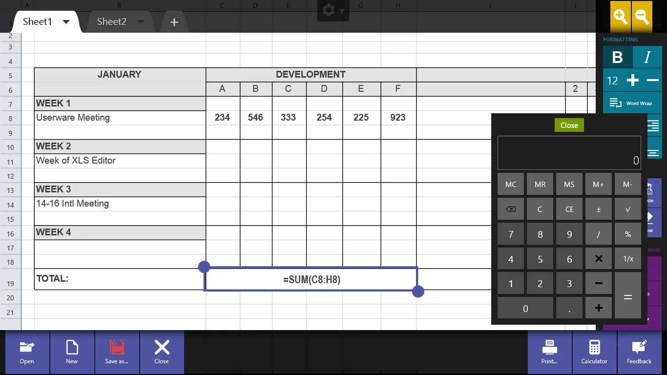 XLS Editor screenshot 1