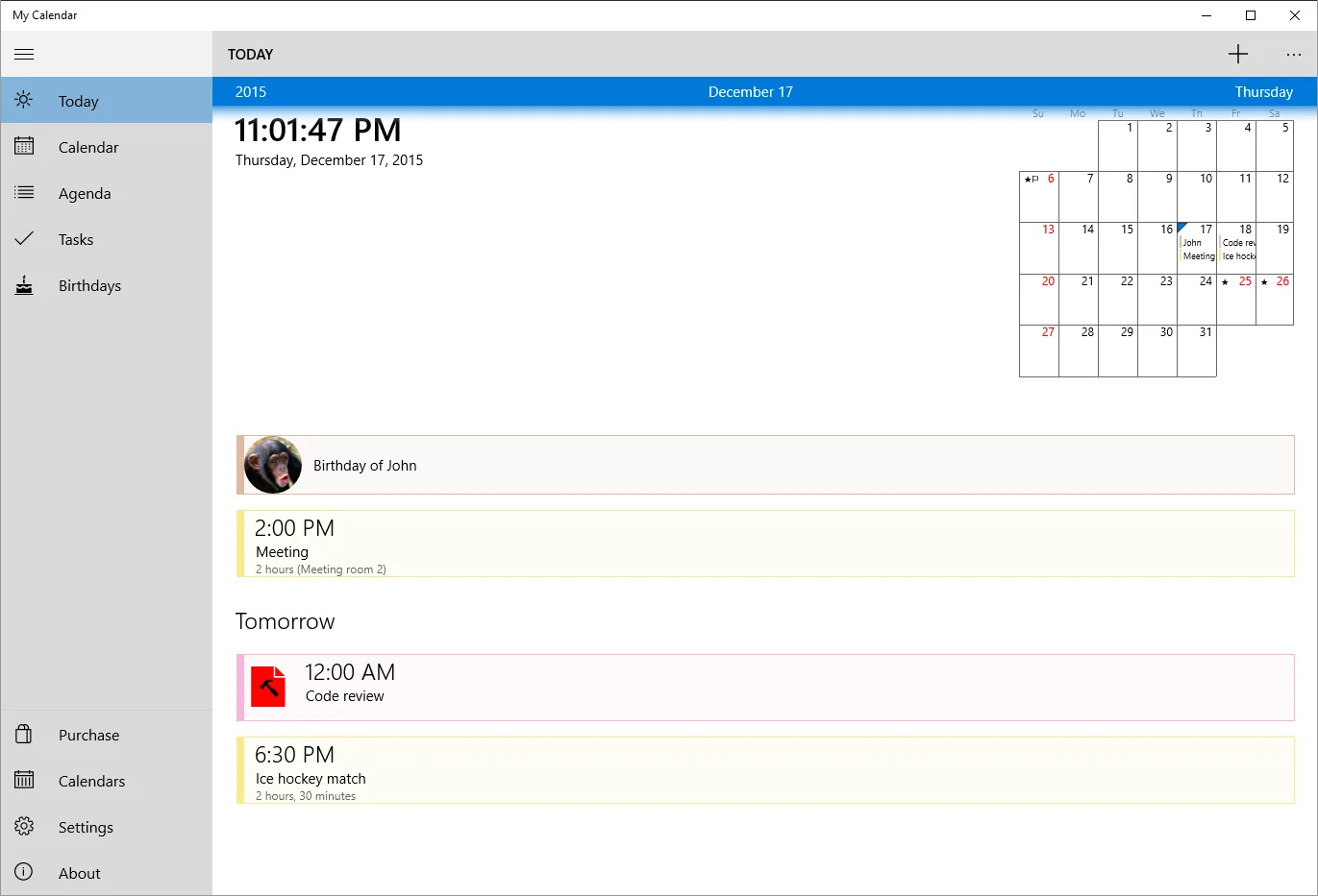 My Calendar screenshot 2