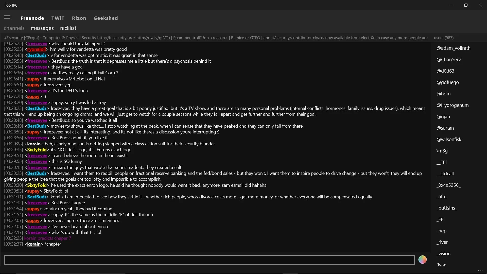 Foo IRC screenshot 1