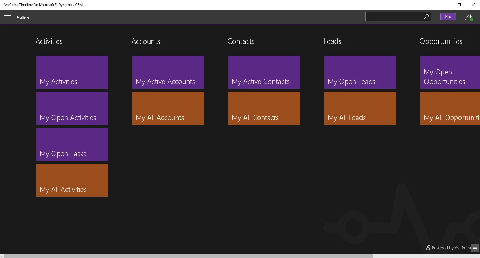 AvePoint Timeline for Microsoft® Dynamics CRM screenshot 1