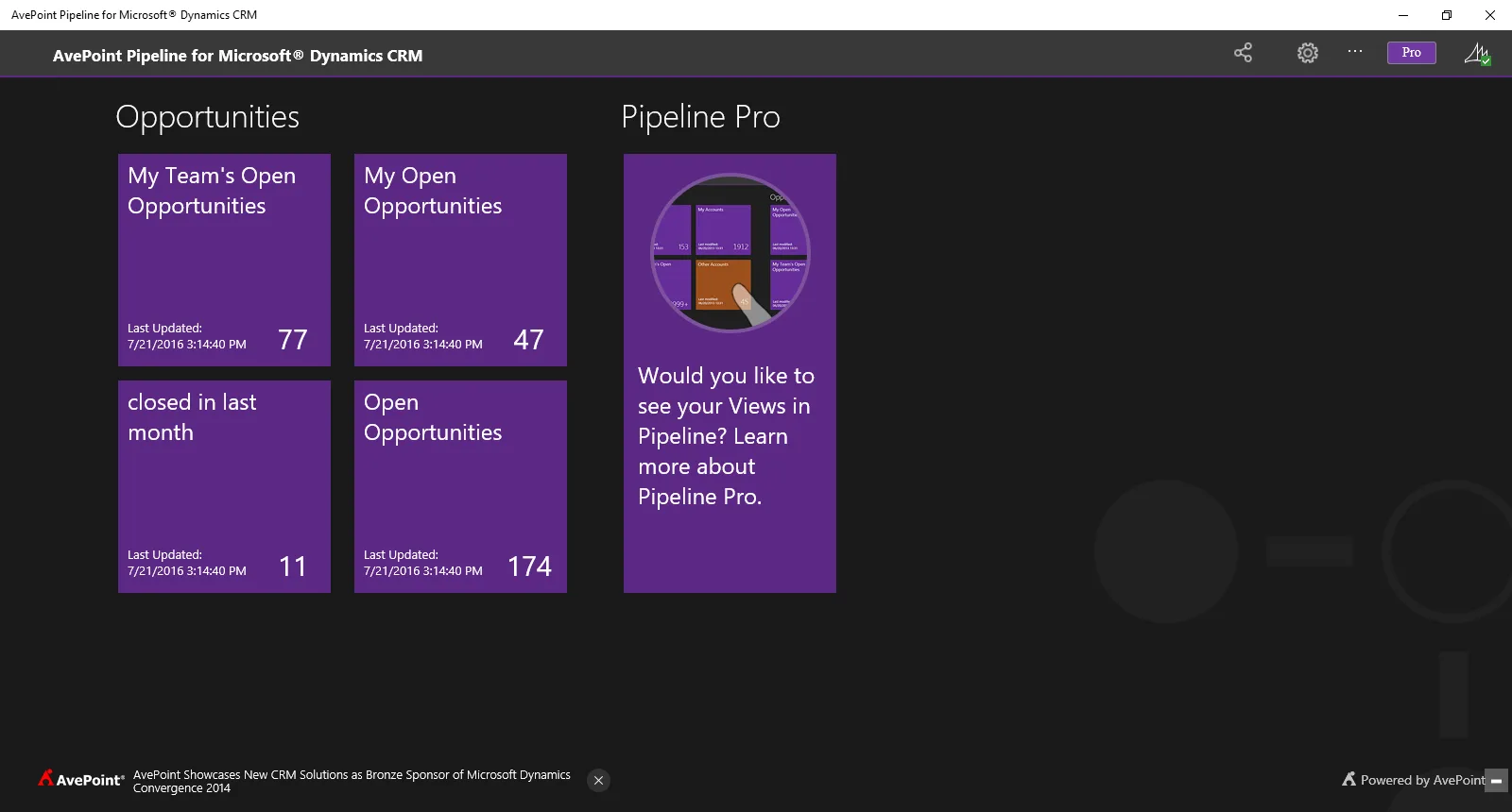 Avepoint Pipeline for Microsoft® Dynamics CRM screenshot 1