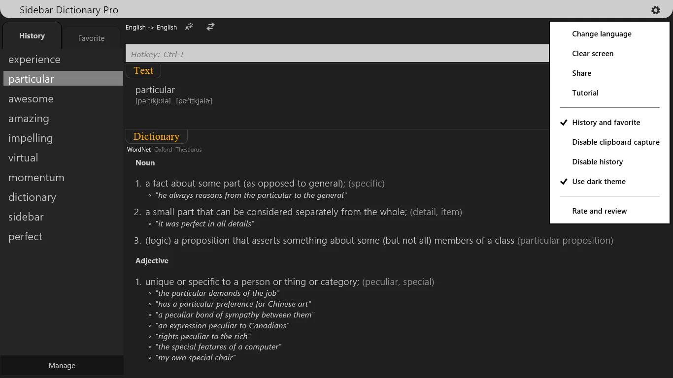 Sidebar Dictionary Pro screenshot 2