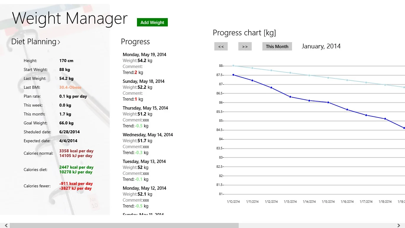Weight Manager screenshot 1
