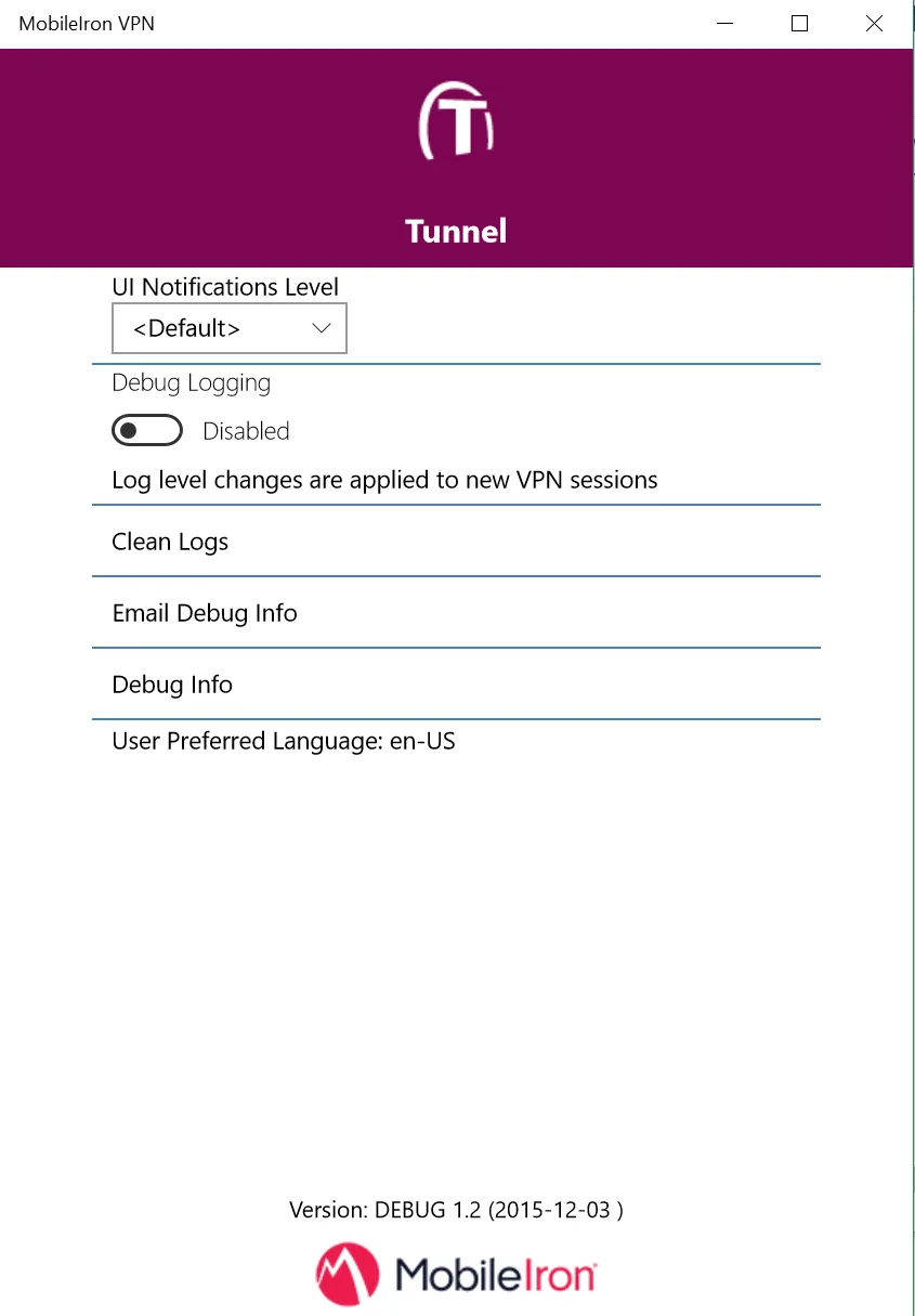 MobileIron Tunnel screenshot 1