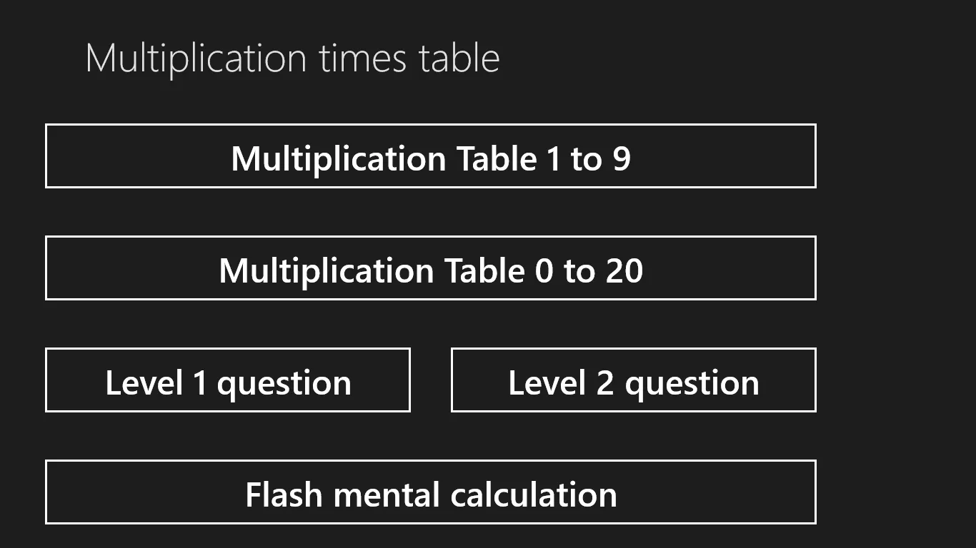 Multiplication times table screenshot 1