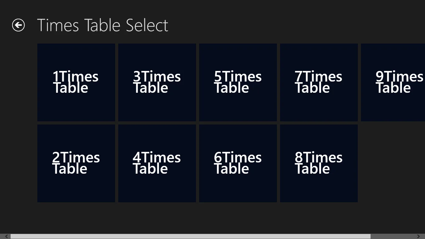 Multiplication times table screenshot 2