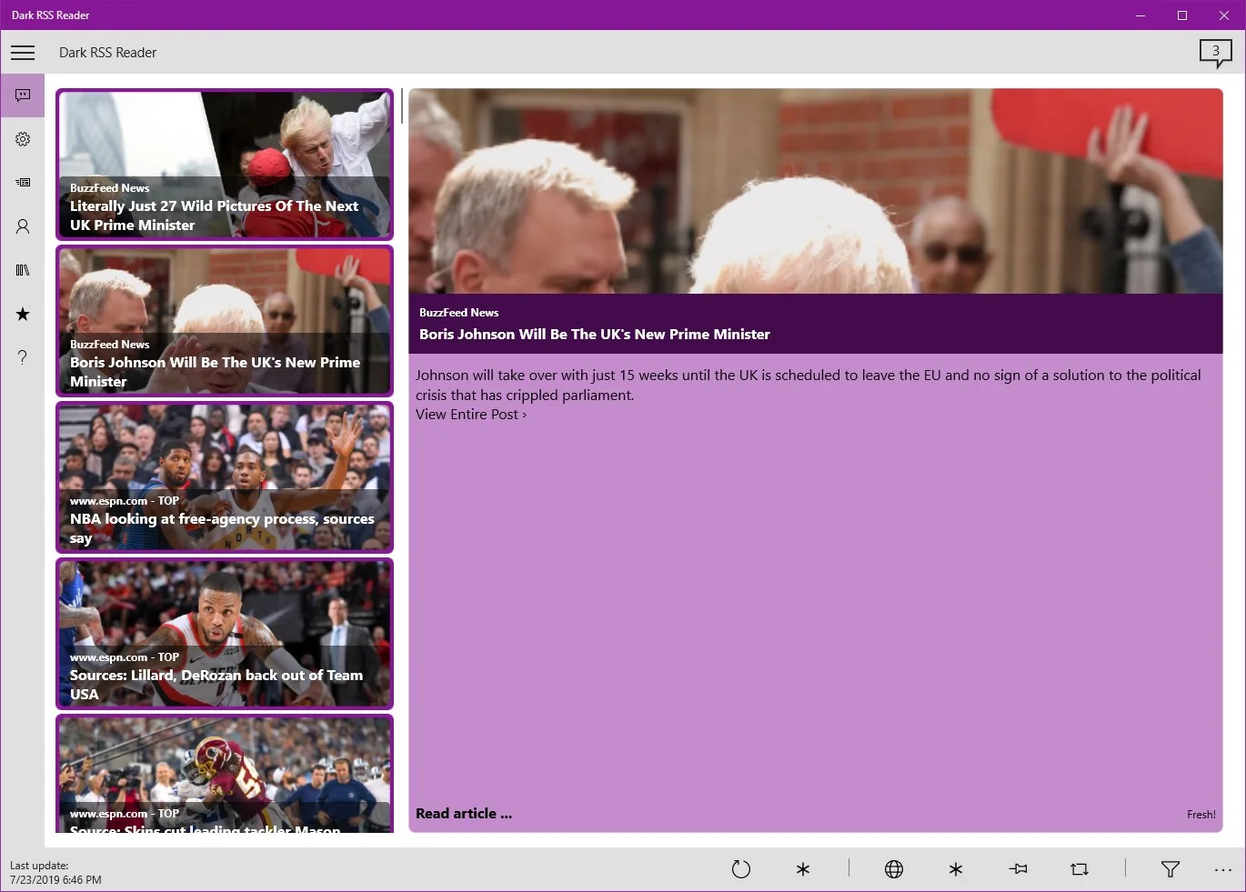 Dark RSS Reader screenshot 1