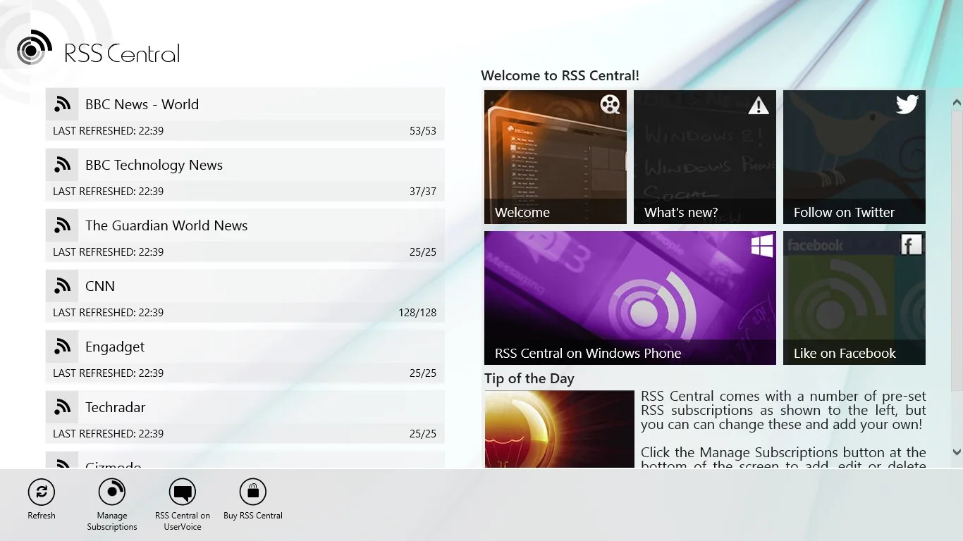 RSS Central screenshot 1