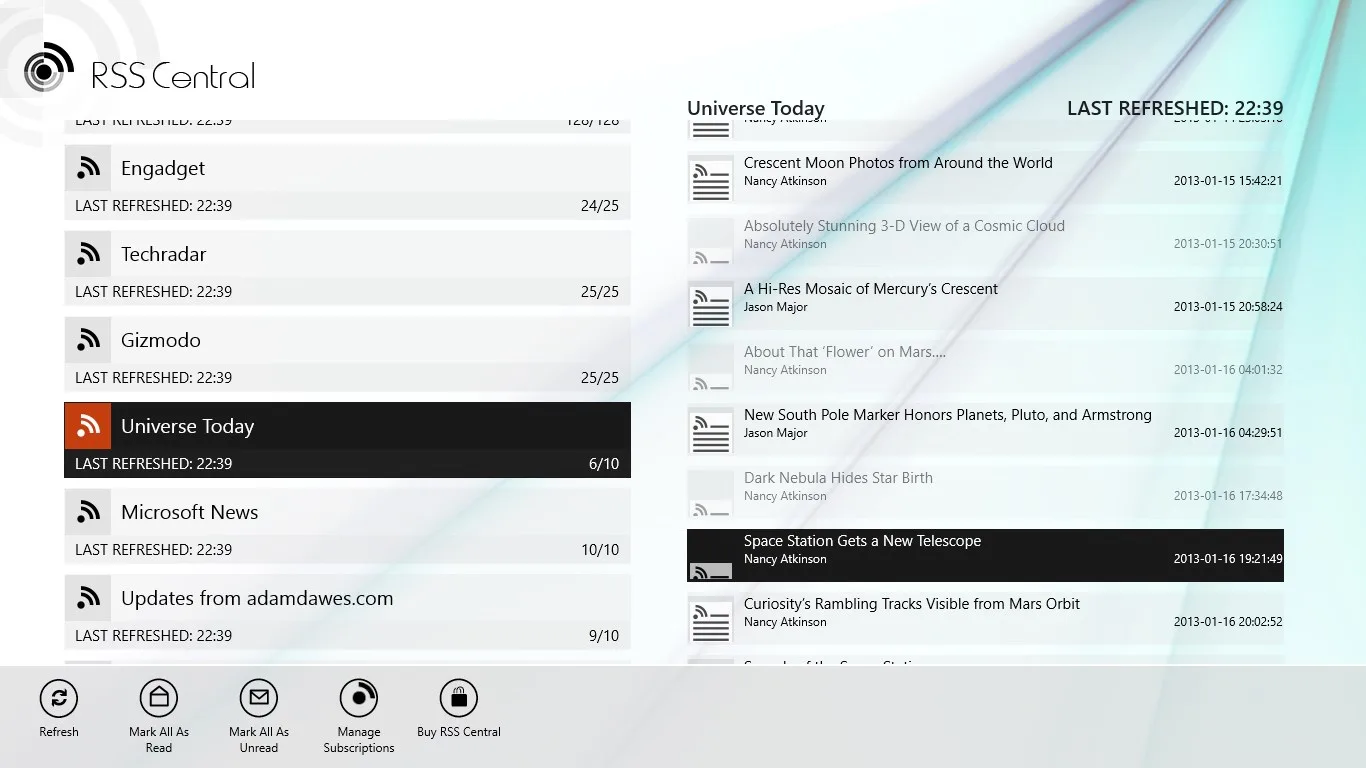 RSS Central screenshot 2