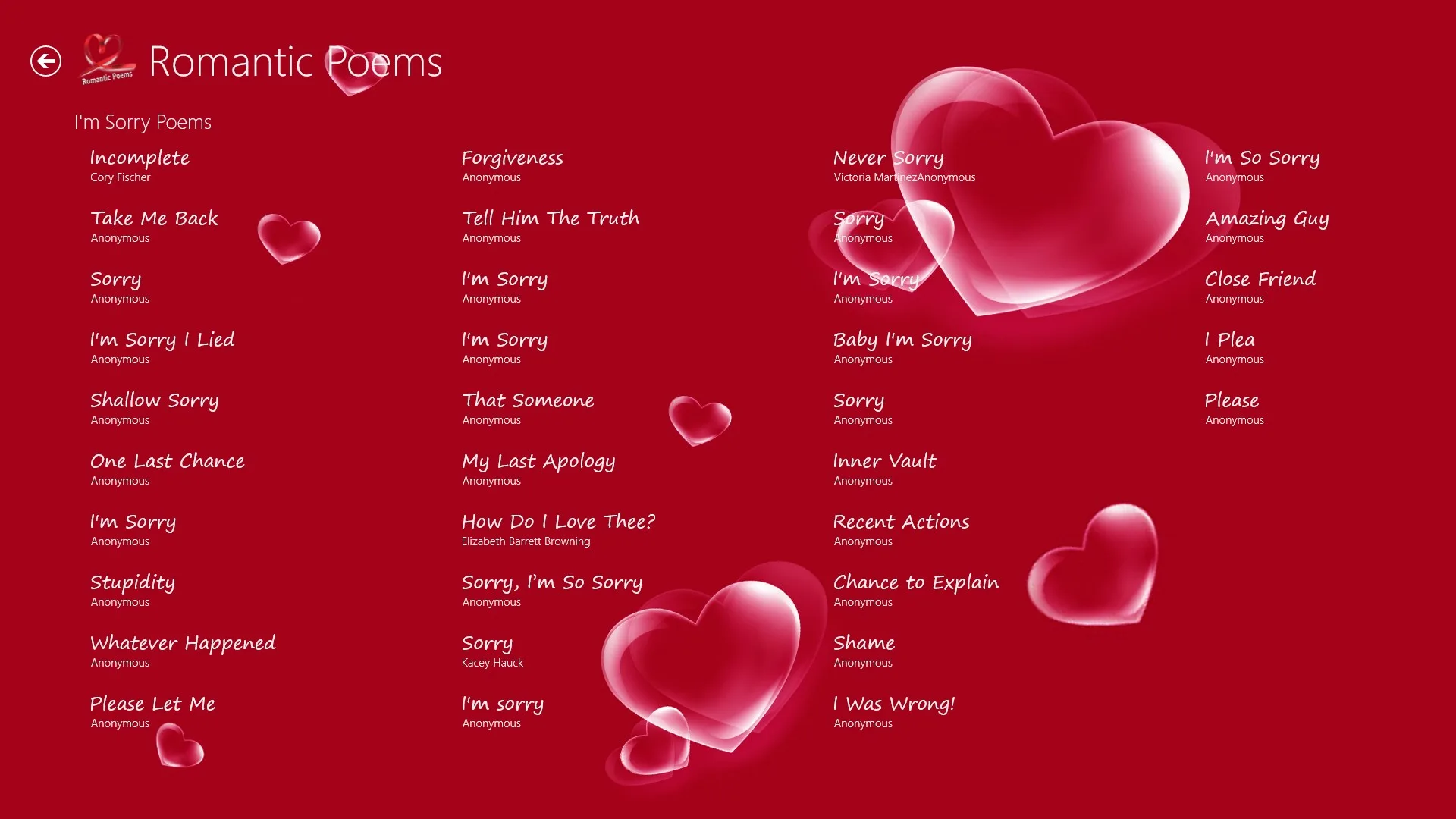 Romantic Poems screenshot 4