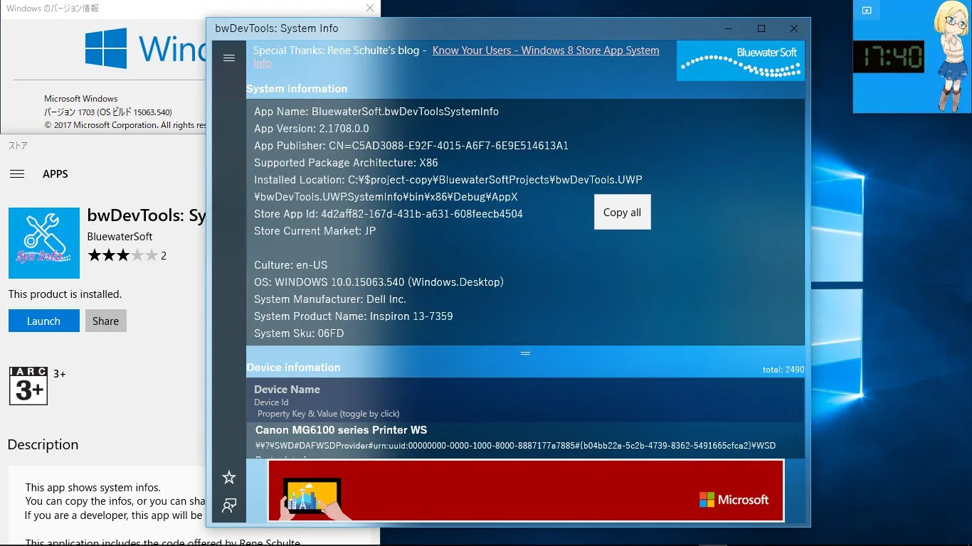 bwDevTools: System Info screenshot 2