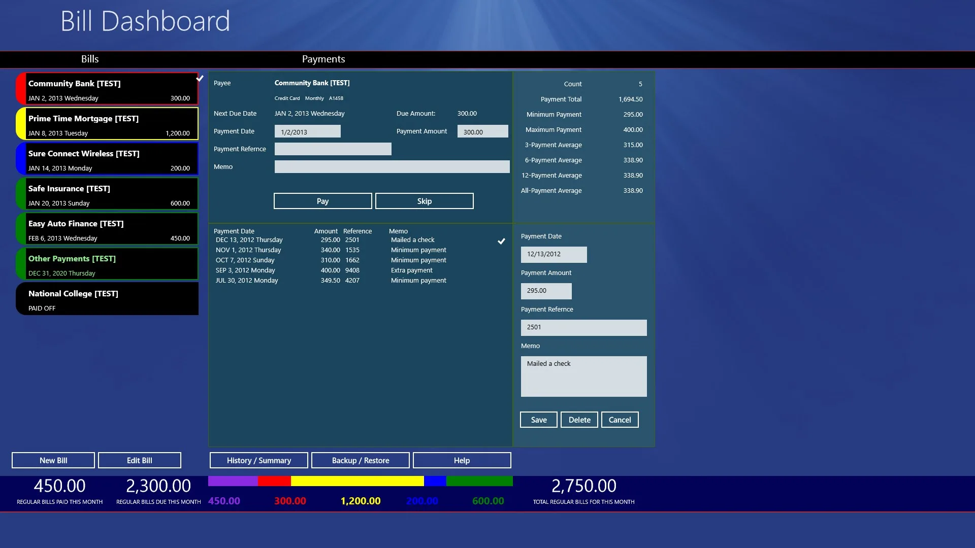 Bill Dashboard screenshot 1