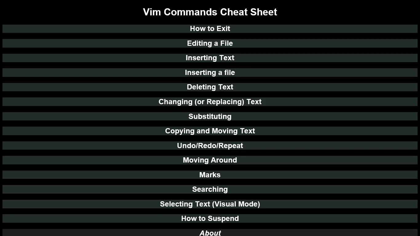 Vim Cheat Sheet screenshot 1
