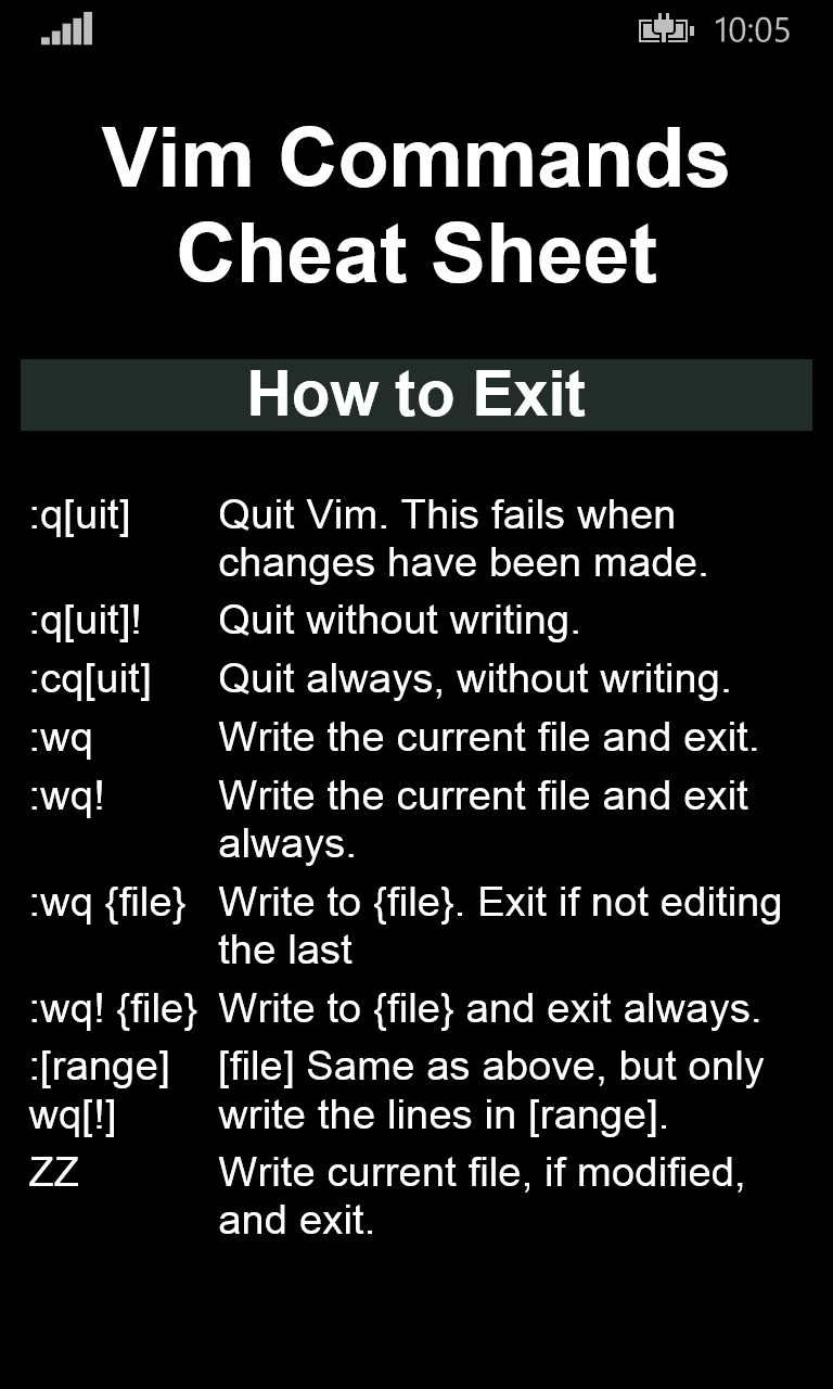 Vim Cheat Sheet screenshot 2