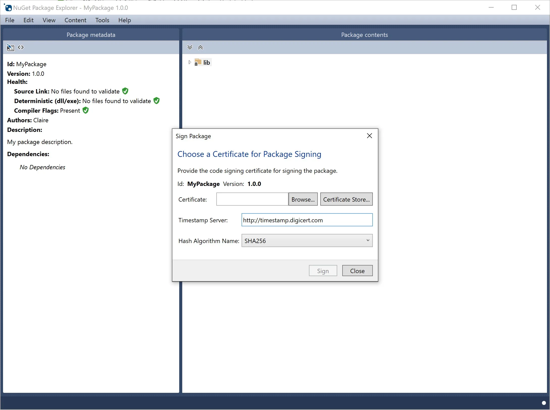 NuGet Package Explorer screenshot 4