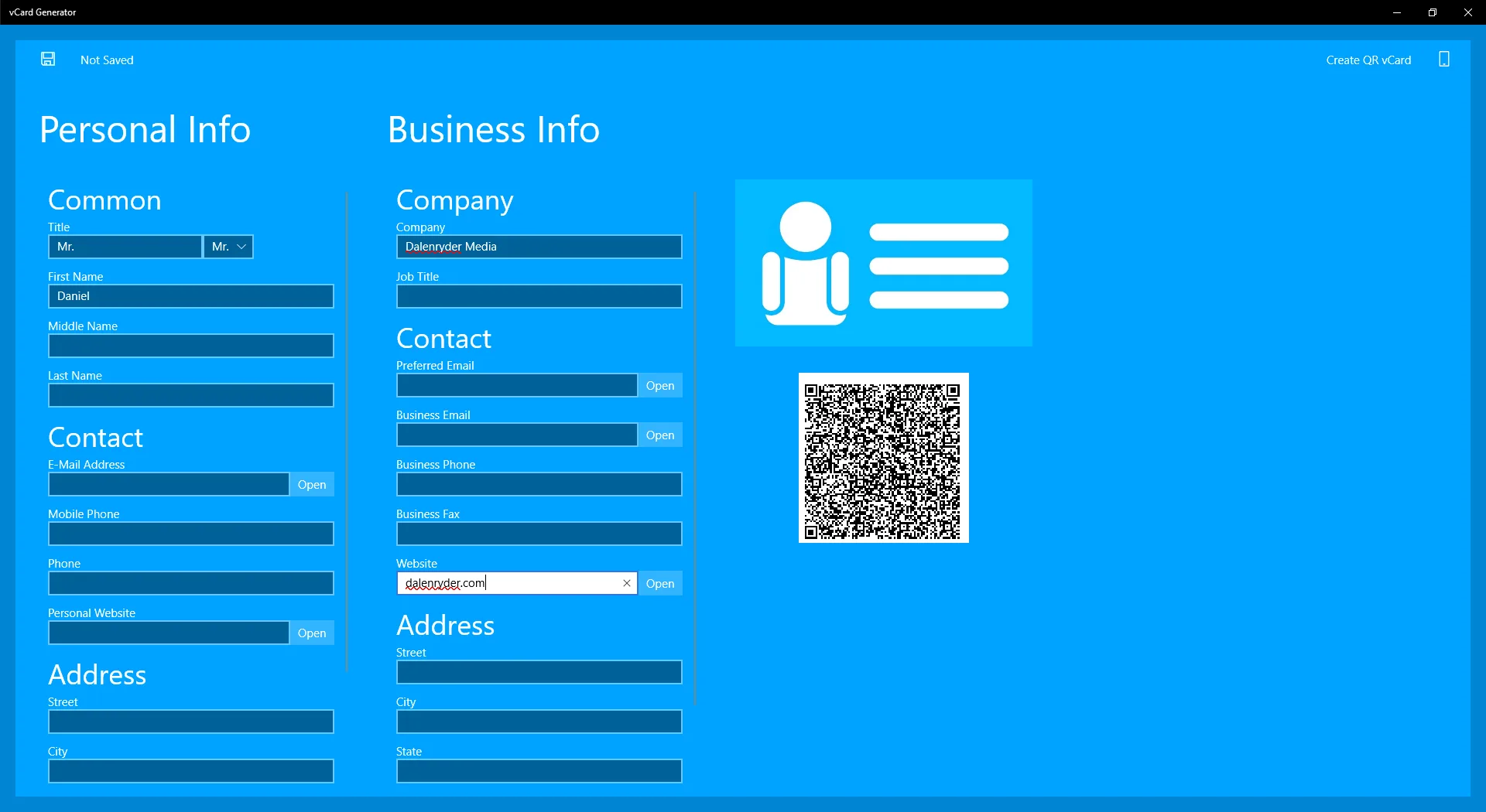 vCard generator screenshot 3