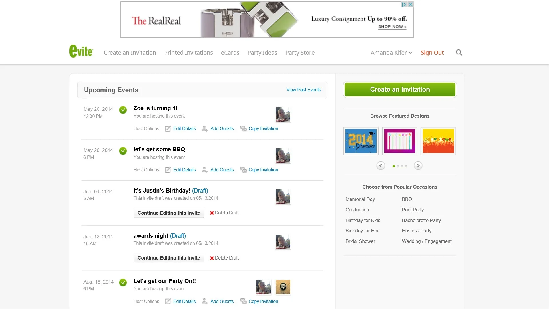 Evite screenshot 2