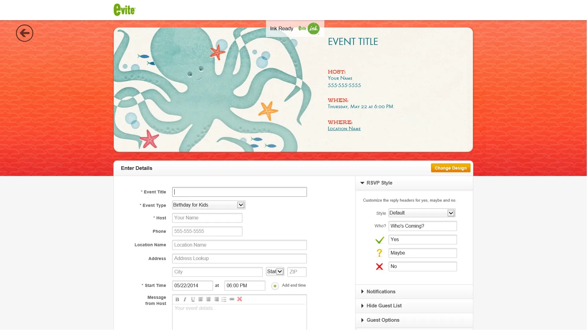 Evite screenshot 3