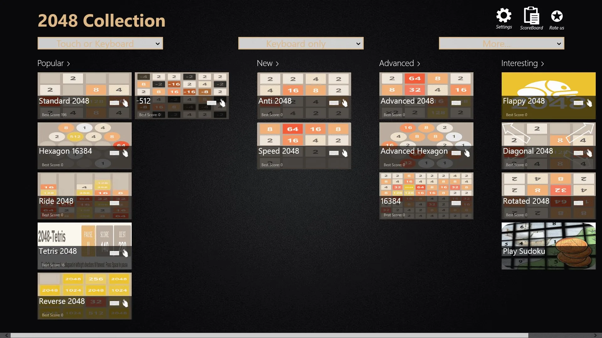 2048 Collection: 12 Game Boards screenshot 1