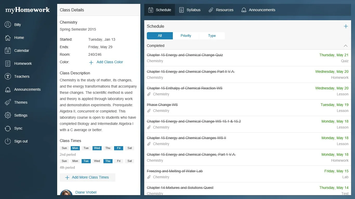 myHomework screenshot 1