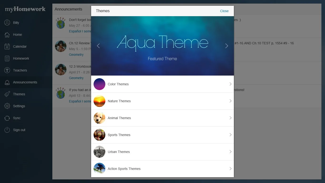 myHomework screenshot 2