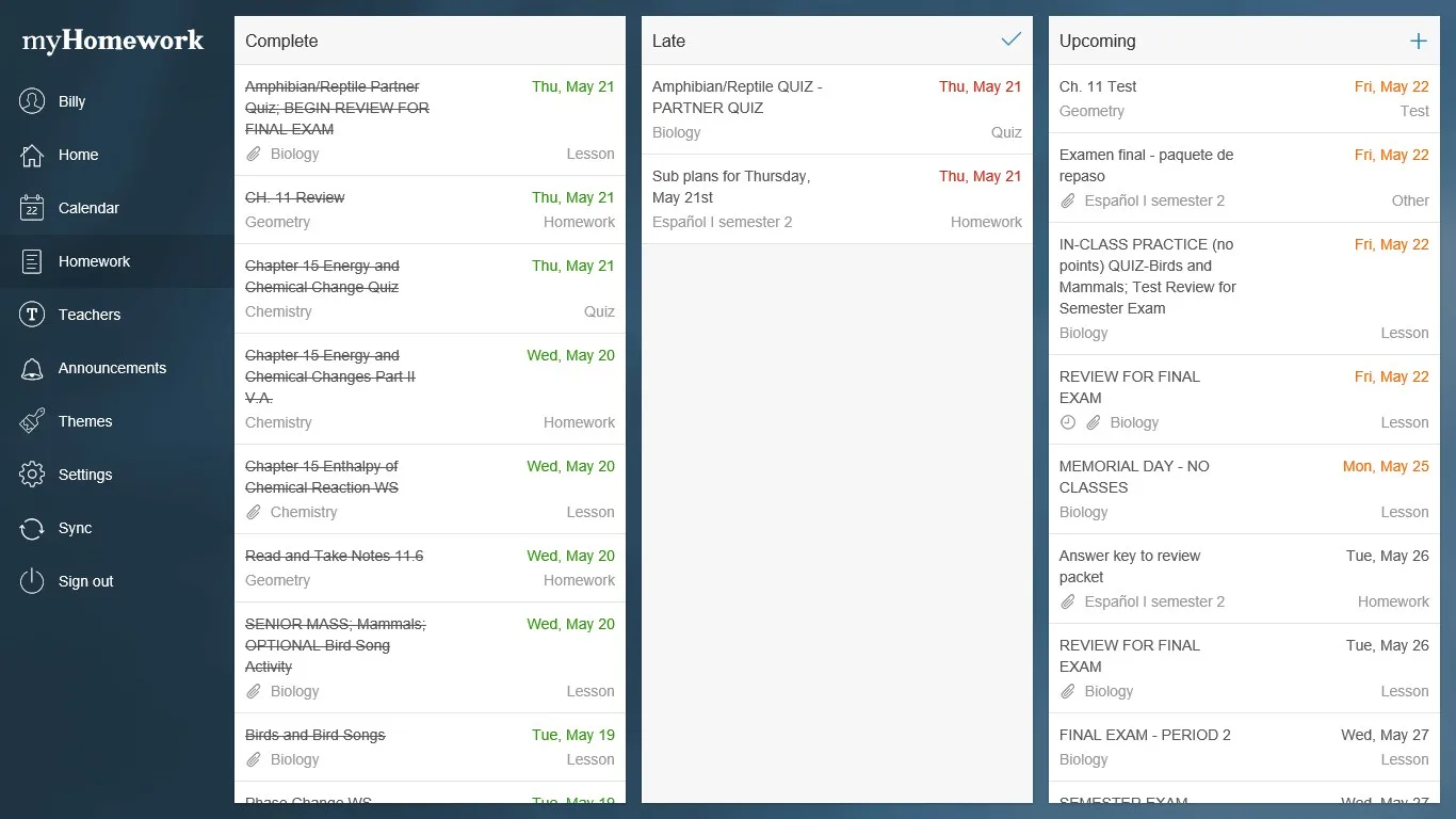 myHomework screenshot 4