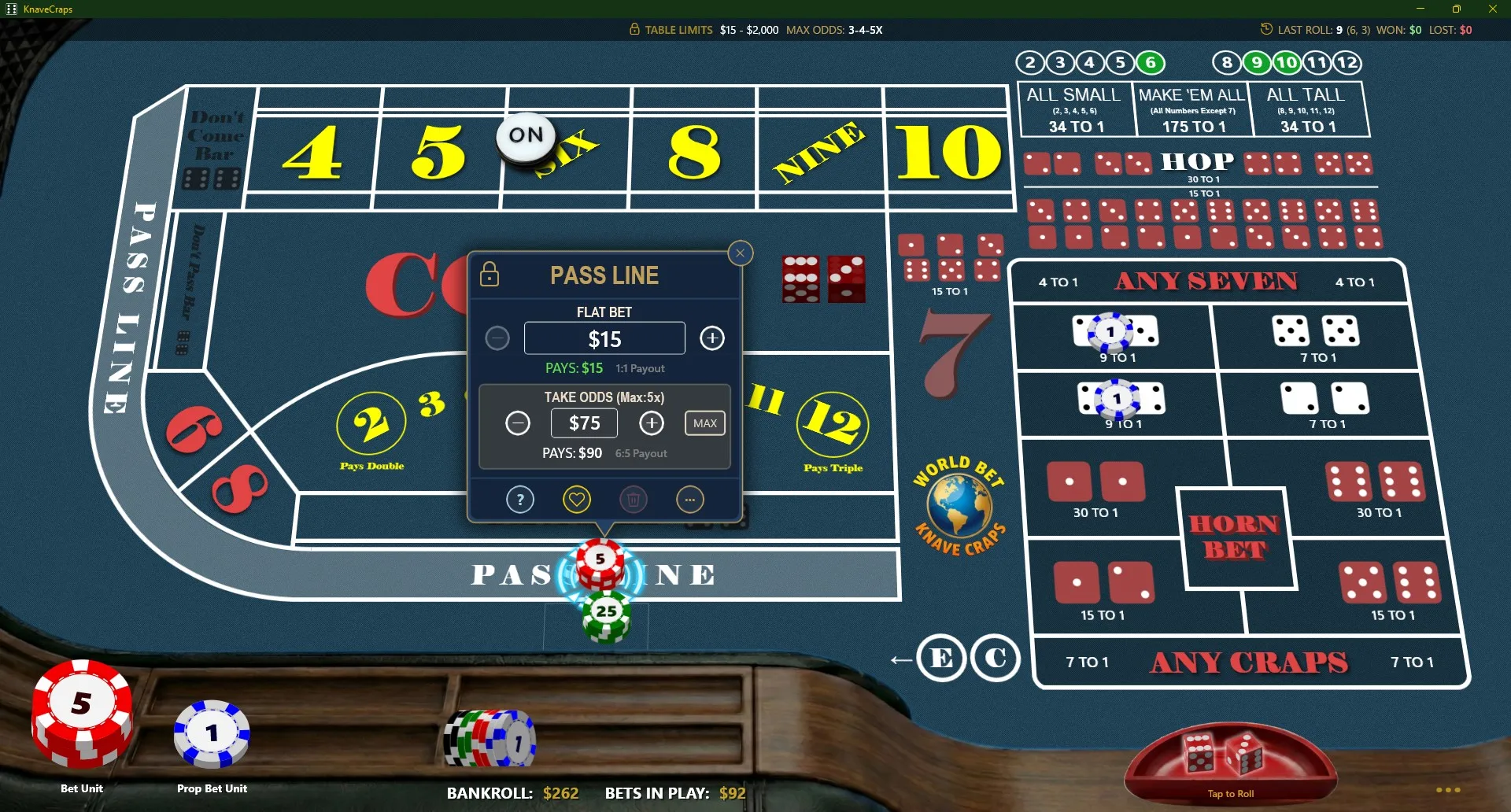 Knave Craps screenshot 2