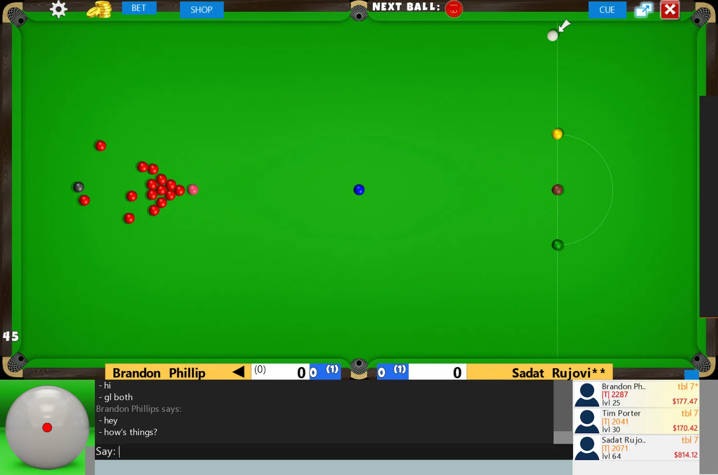 Flash Snooker Game screenshot 1