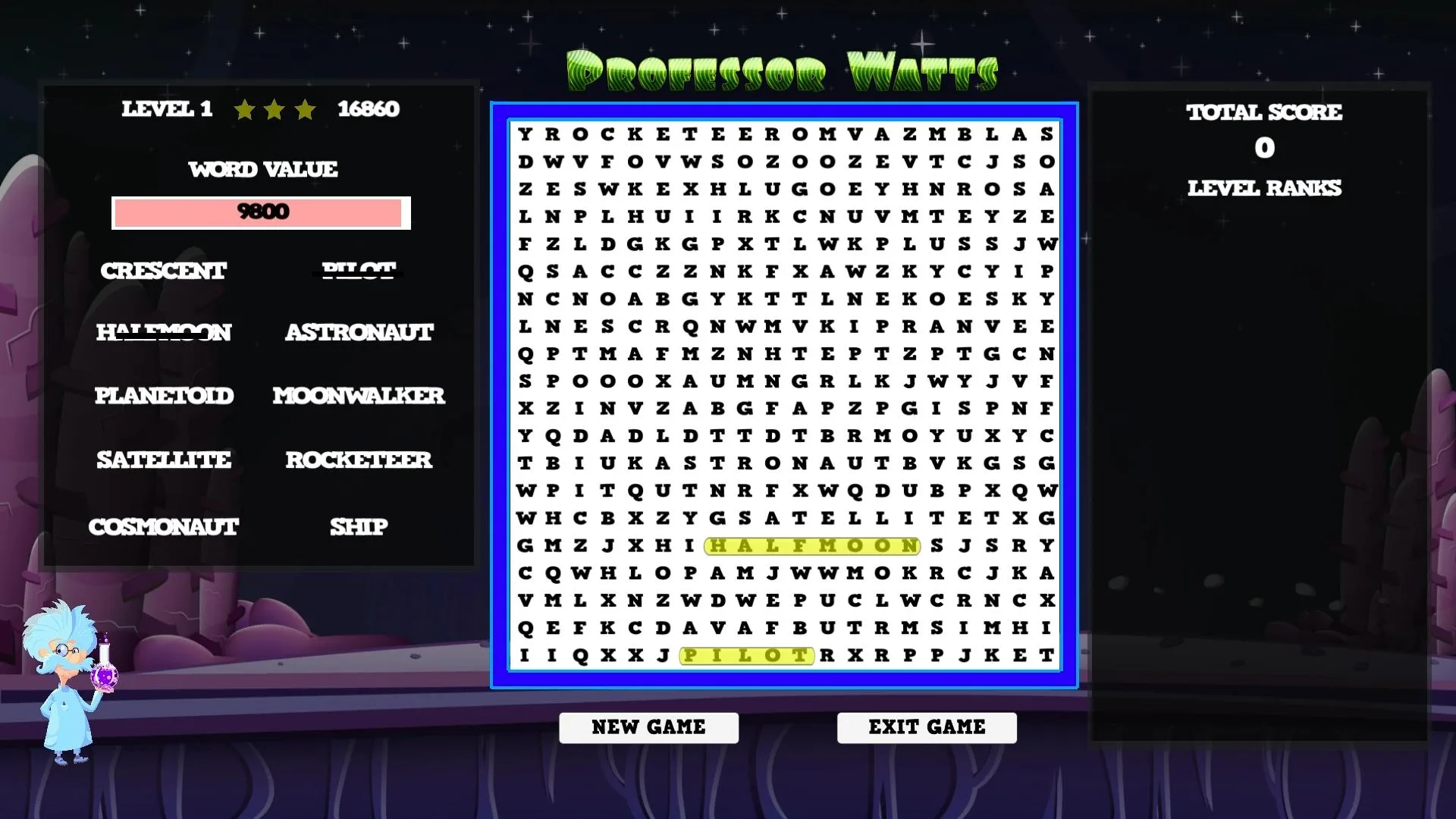 Professor Watts Word Search: Space Voyage screenshot 3