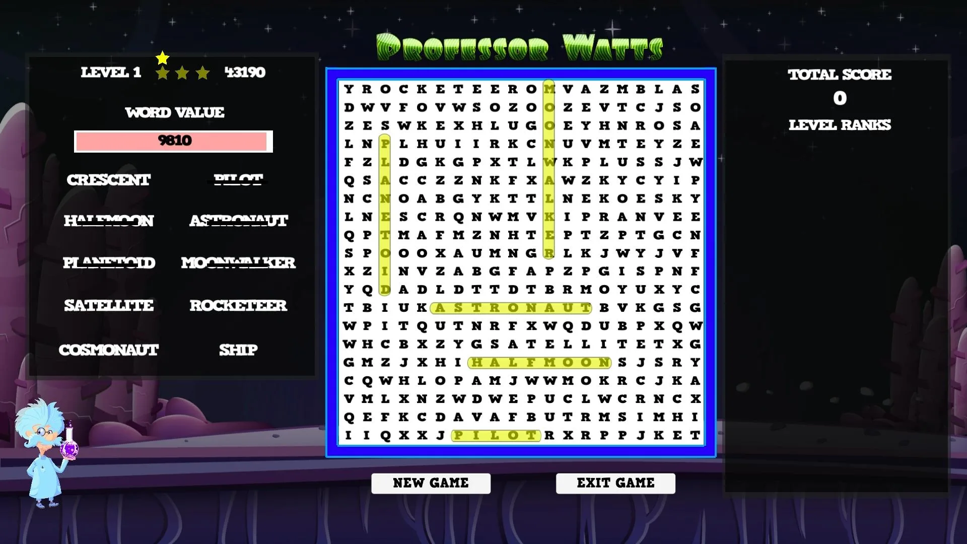 Professor Watts Word Search: Space Voyage screenshot 4